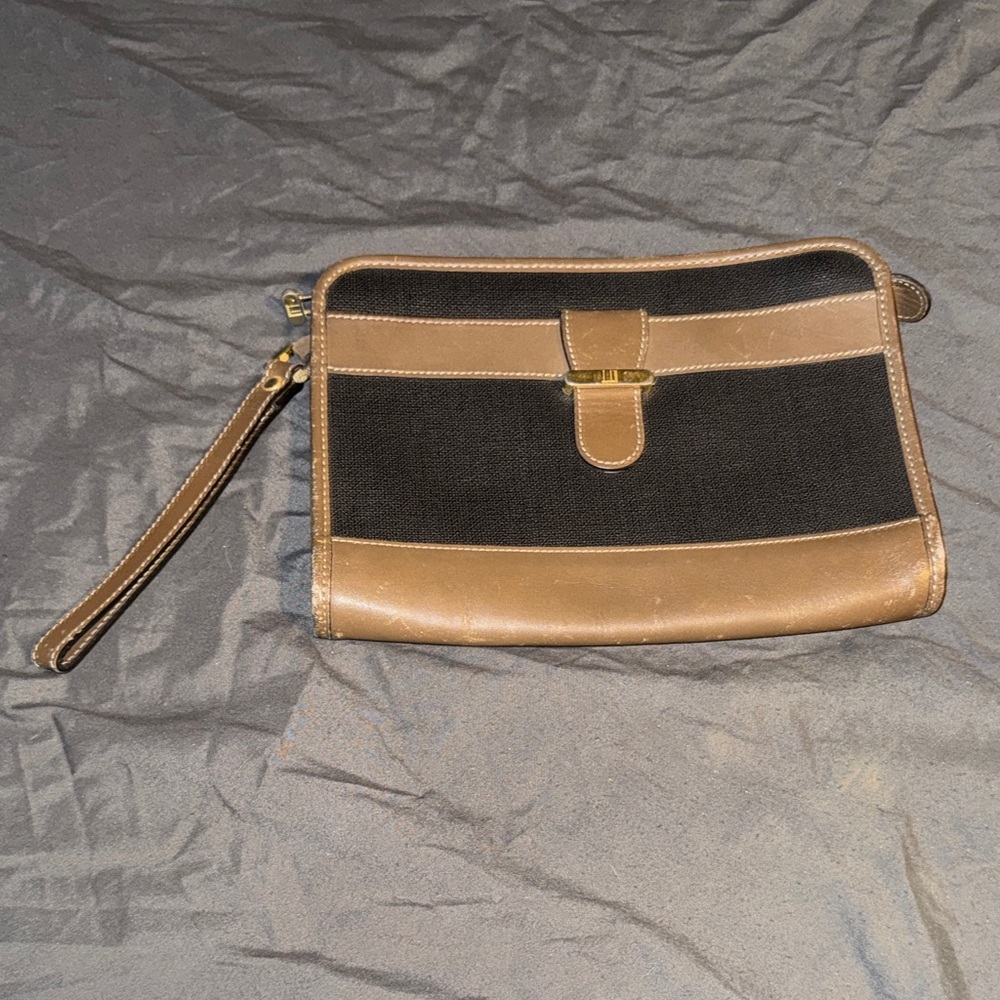 Dunhill Black and Tan Wristlet